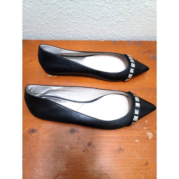 Michael Kors Black Leather Flats With Studded Detail Size 7M - Picture 3 of 10